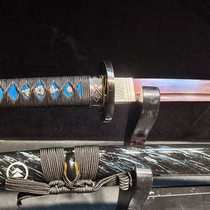 Phantom Assassin（Pattern steel forging process）blue quenching,katana ,short knife