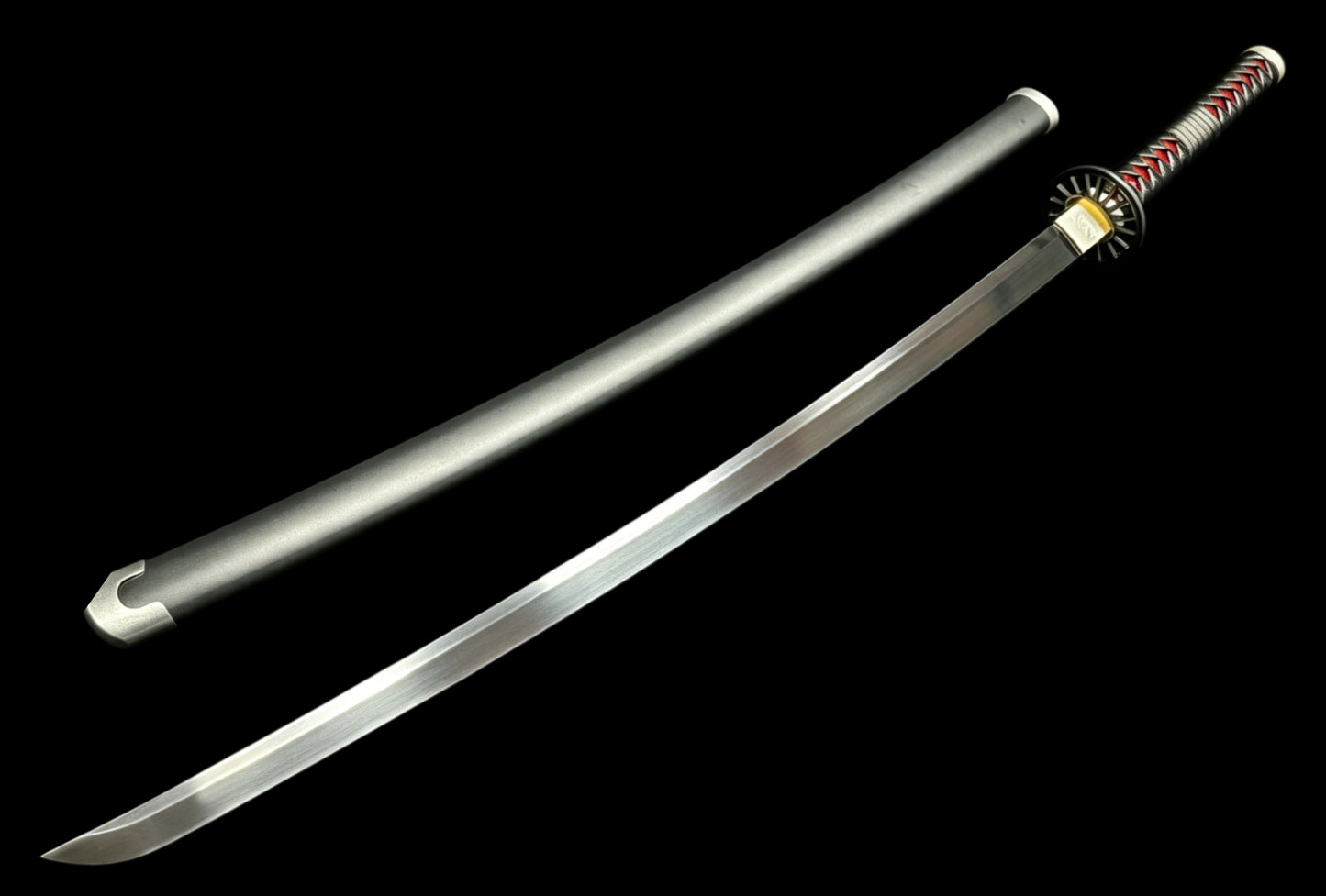 Demon Slayer Tanjiro Kamado Nichirin Sword, Full Tang Forged 5160 Spring Steel, Sharp Blade