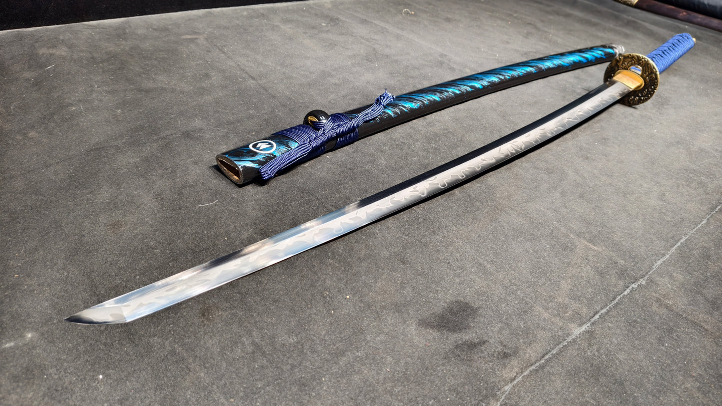 blue fighter（T10 earth covering and burning knife process）katana