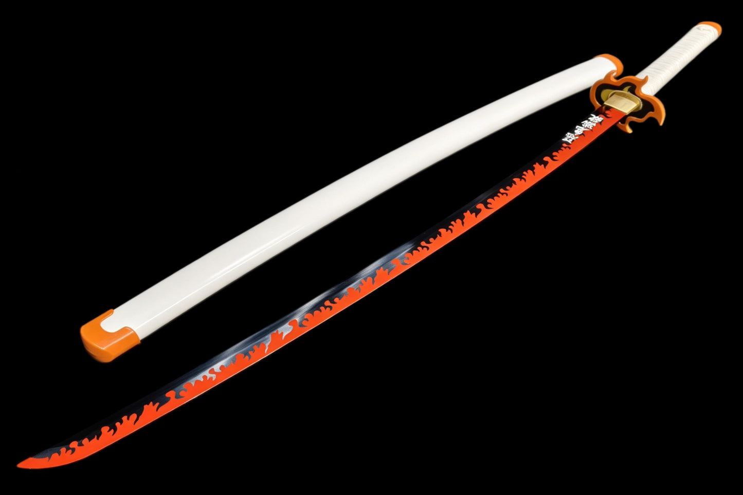 Demon Slayer Kyojuro Rengoku Nichirin Sword, Full Tang Forged 5160 Spring Steel, Sharp Blade