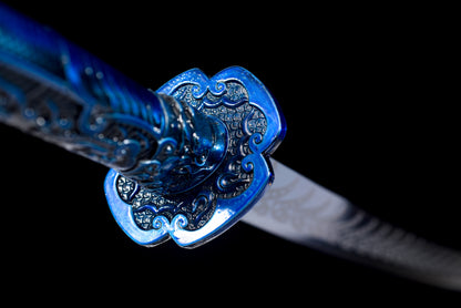 Integrated Full Tang Manganese Steel Forged Blue Surface Pattern Xiu Chun Dao, Metal Handle Solid Wood PU Scabbard Ming Jinyiwei Style Collectible Saber