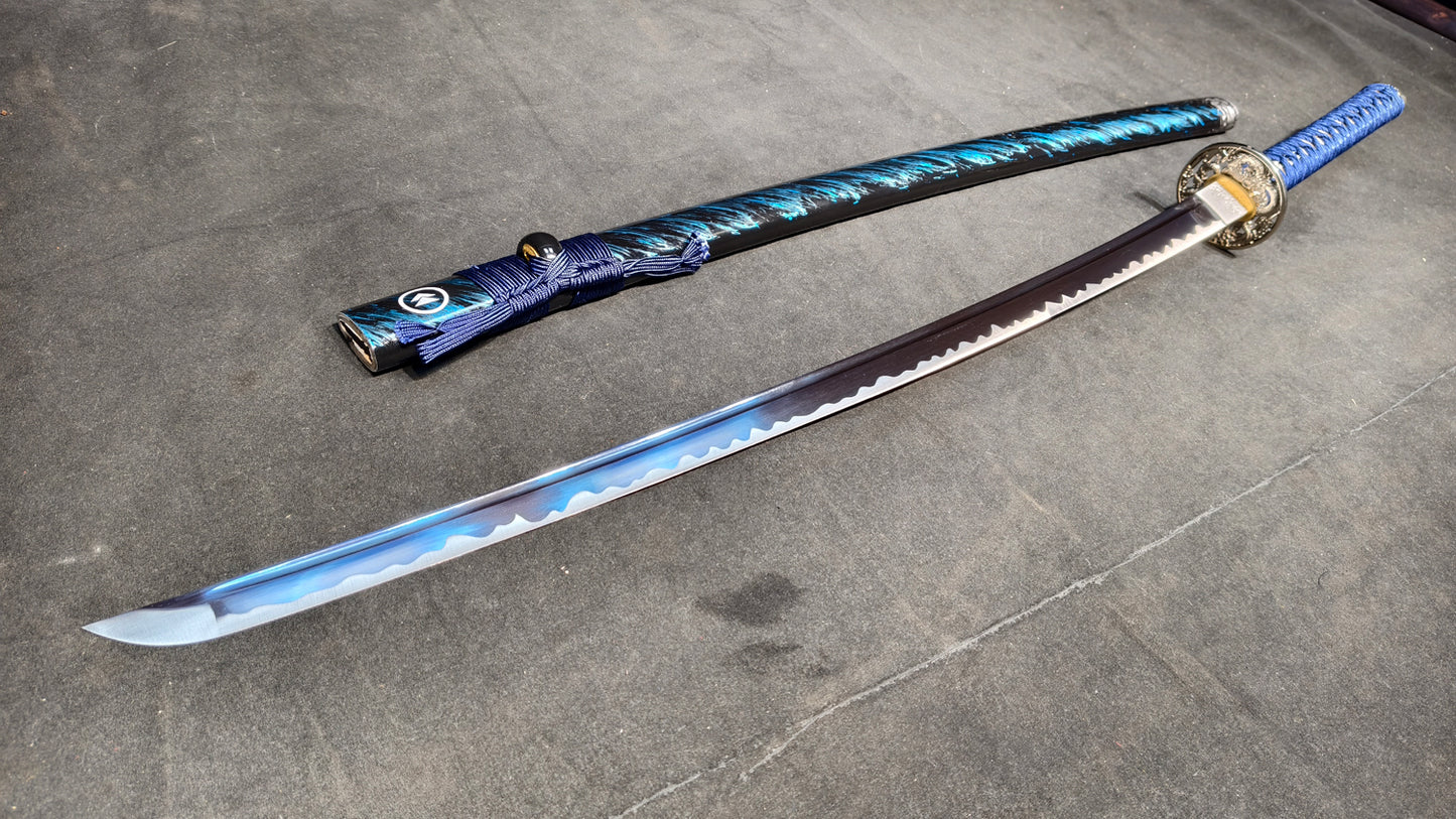 blue soul（Medium carbon steel forging process, quenching blue）katana