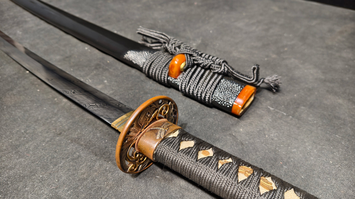 Dark Knight（Patterned Steel Torsion Forging）extremely sharp,katana