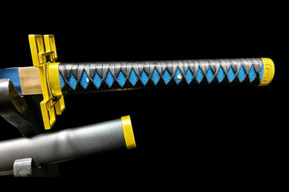 Nichirin Sword, Demon Slayer Muichiro Tokito Sword, Full Tang 5160 Spring Steel Forged Sharp Blade