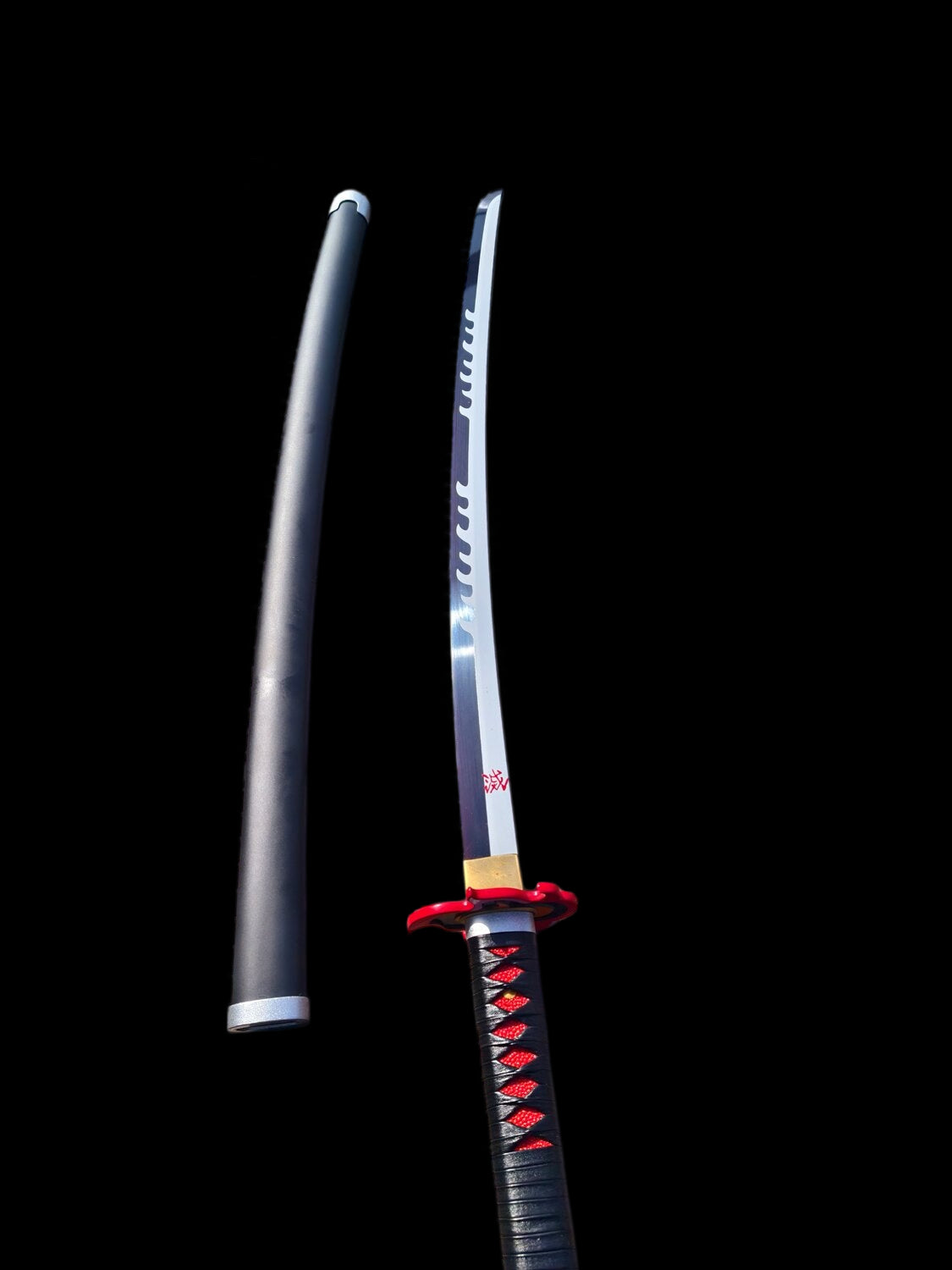Nichirin Sword, Demon Slayer Tanjiro Kamado Hinokami Kagura Sword, Full Tang 5160 Spring Steel Forged Sharp Blade