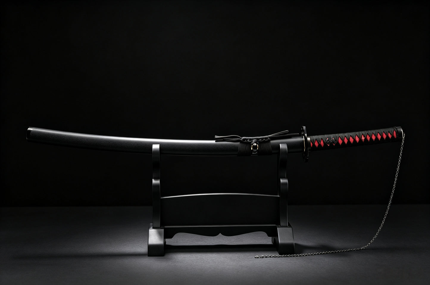 BLEACH Tensa Zangetsu Katana, Ichigo Kurosaki Replica Sword, Full Tang Forged 5160 Spring Steel Sharp Blade, All Black Samurai Sword with Solid Wood Scabbard for Collection Display