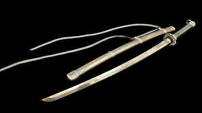Sekiro Shadows Die Twice Undying Blade, Bite the Moon & Open Gate Katana, Full Tang Forged 5160 Spring Steel, Sharp Blade, Vintage Finished Version