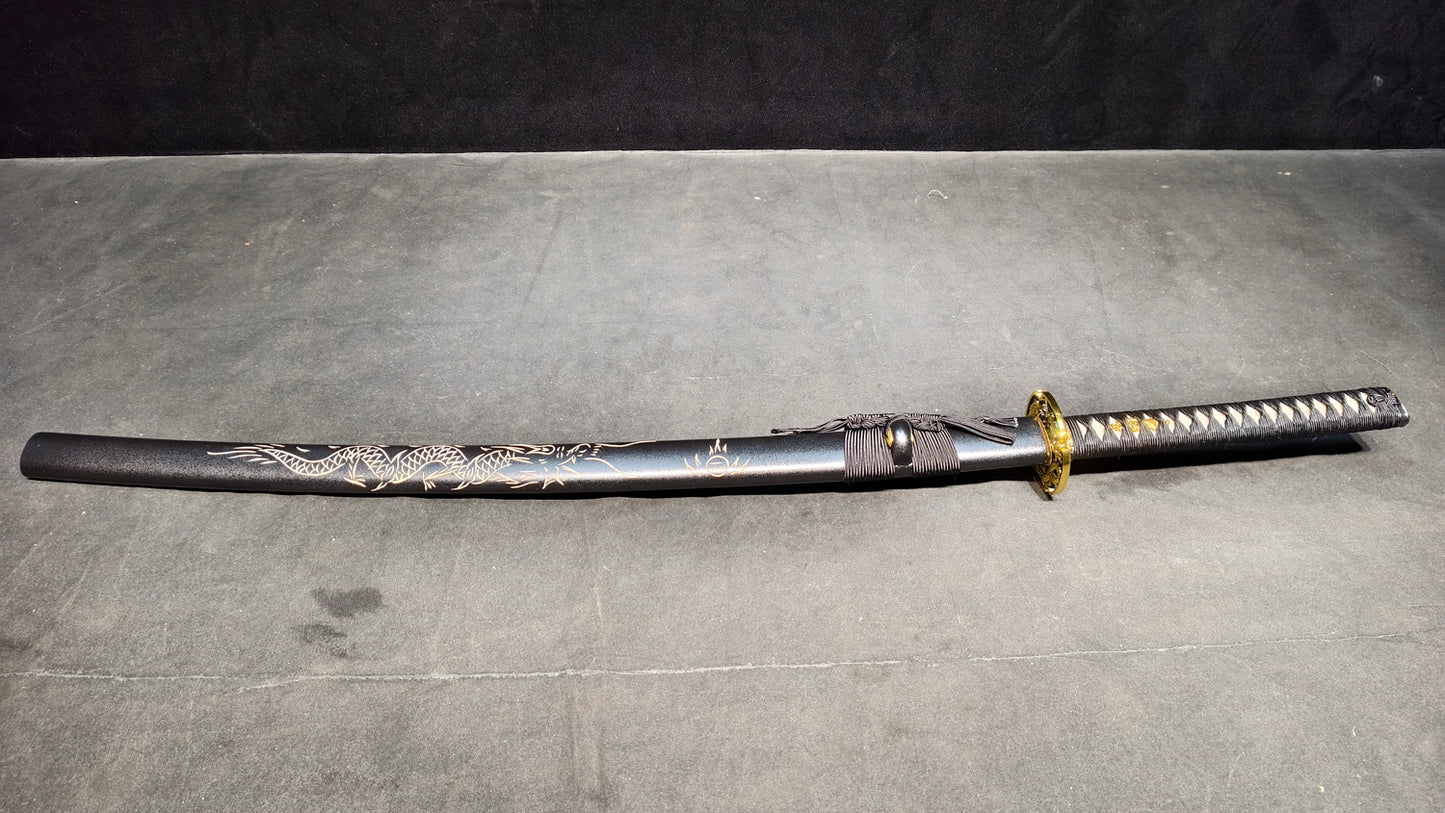 Dragon Knight（T10 earth-covered burnt blade, with dragon pattern engraved on the blade）katana