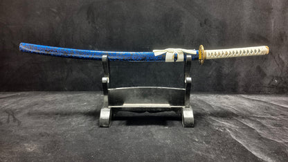 T10 (covered with soil, burned with fire, blade formed special pattern, quenched blue)katana