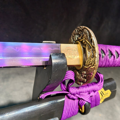 Purple flame t10 forged short knife is very sharp,katana ,short knife