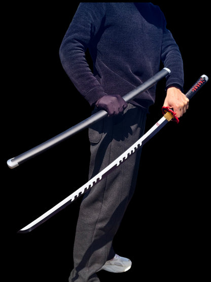 Nichirin Sword, Demon Slayer Tanjiro Kamado Hinokami Kagura Sword, Full Tang 5160 Spring Steel Forged Sharp Blade