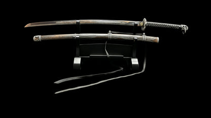 Sekiro Shadows Die Twice Undying Blade, Bite the Moon & Open Gate Katana, Full Tang Forged 5160 Spring Steel, Sharp Blade, Vintage Finished Version