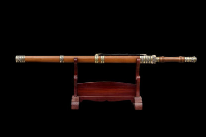 Han Dynasty Damascus Steel Sword, Full Copper Fittings, Premium Dragon‑Phoenix Sandalwood Scabbard, Full‑Tang Construction, Sharp Blade, Hand‑Forged Collectible Decorative Sword