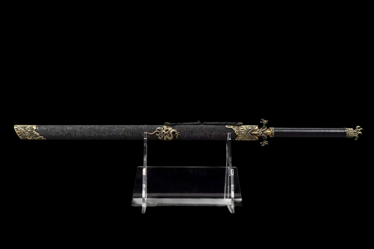 **Phantom Night Dragon Sword**, Full‑Tang Construction, Sharp Blade, High‑Manganese Steel Forged, Alloy Fittings, Collectible Decorative Craft Sword