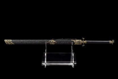 **Phantom Night Dragon Sword**, Full‑Tang Construction, Sharp Blade, High‑Manganese Steel Forged, Alloy Fittings, Collectible Decorative Craft Sword