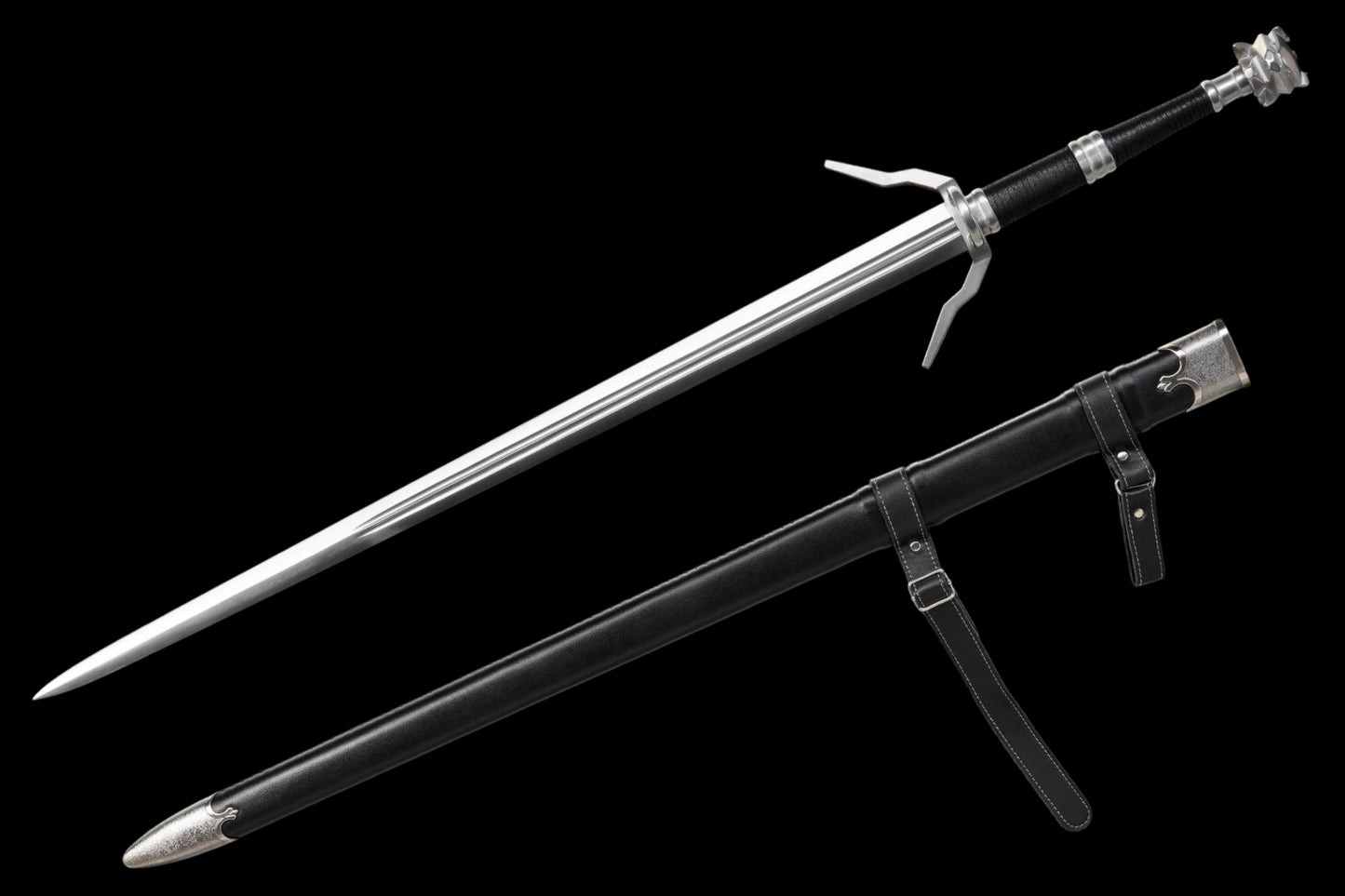 Full Tang Forged 60Si2Mn The Witcher 3 Triss Silver Sword, Sharp Blade Replica for Collection & Practice