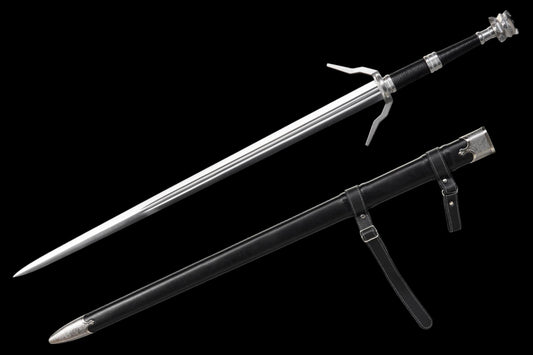 Full Tang Forged 60Si2Mn The Witcher 3 Triss Silver Sword, Sharp Blade Replica for Collection & Practice