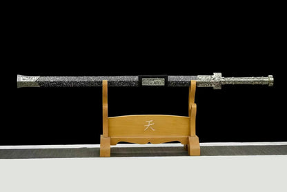 A replica Han dynasty sword with a white copper and seashell sheath.白铜贝壳大汉剑