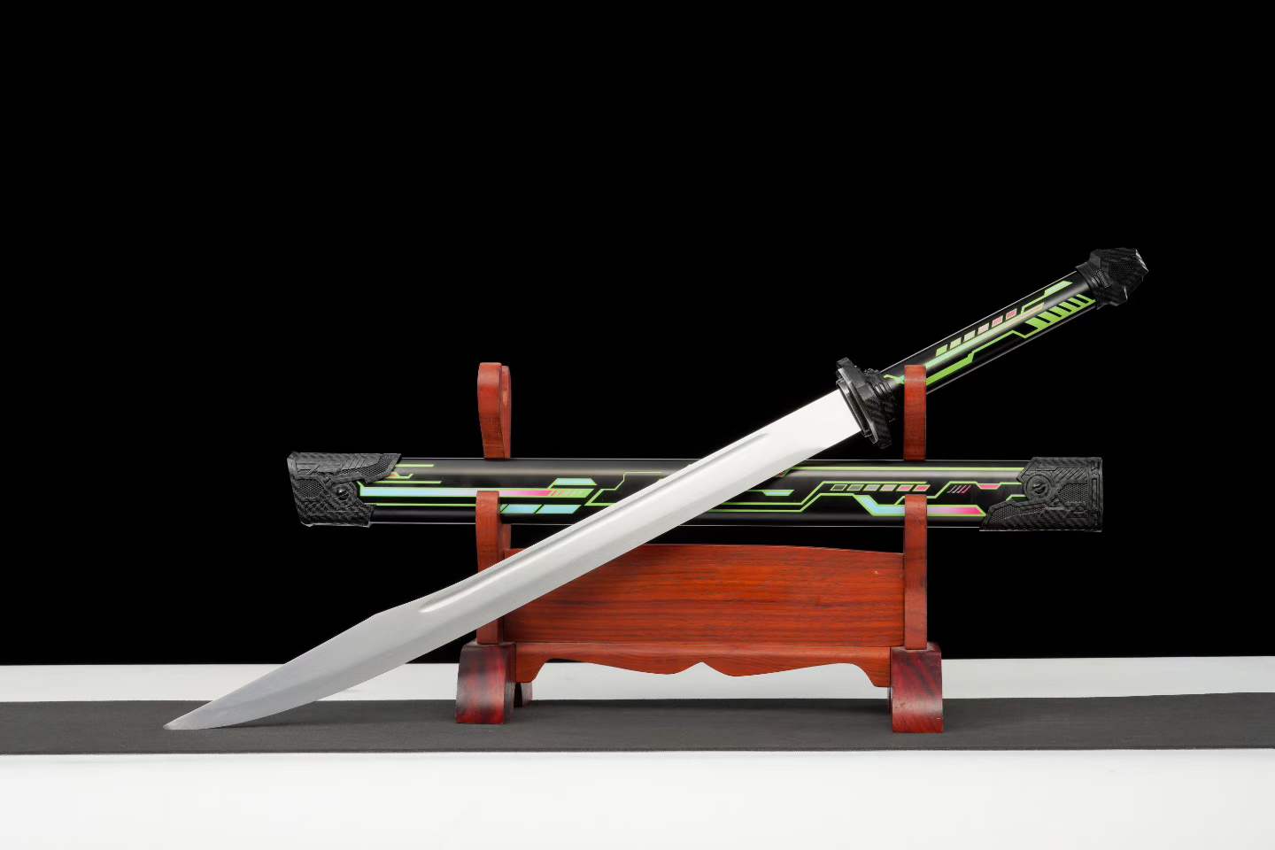 High Manganese Steel Cyberpunk Neon Combat Blade With Sharp Blade, Alloy Fittings Aluminum Scabbard Sci-Fi Collectible Ornament