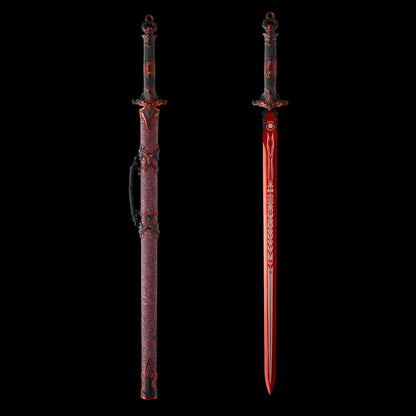 Chixiao Phantom Chinese Sword Replica, Full Tang High‑Manganese Steel Blade, One‑Piece Alloy Handle, Solid Wood Artificial Leather Scabbard, Fantasy Wuxia Decorative Sword