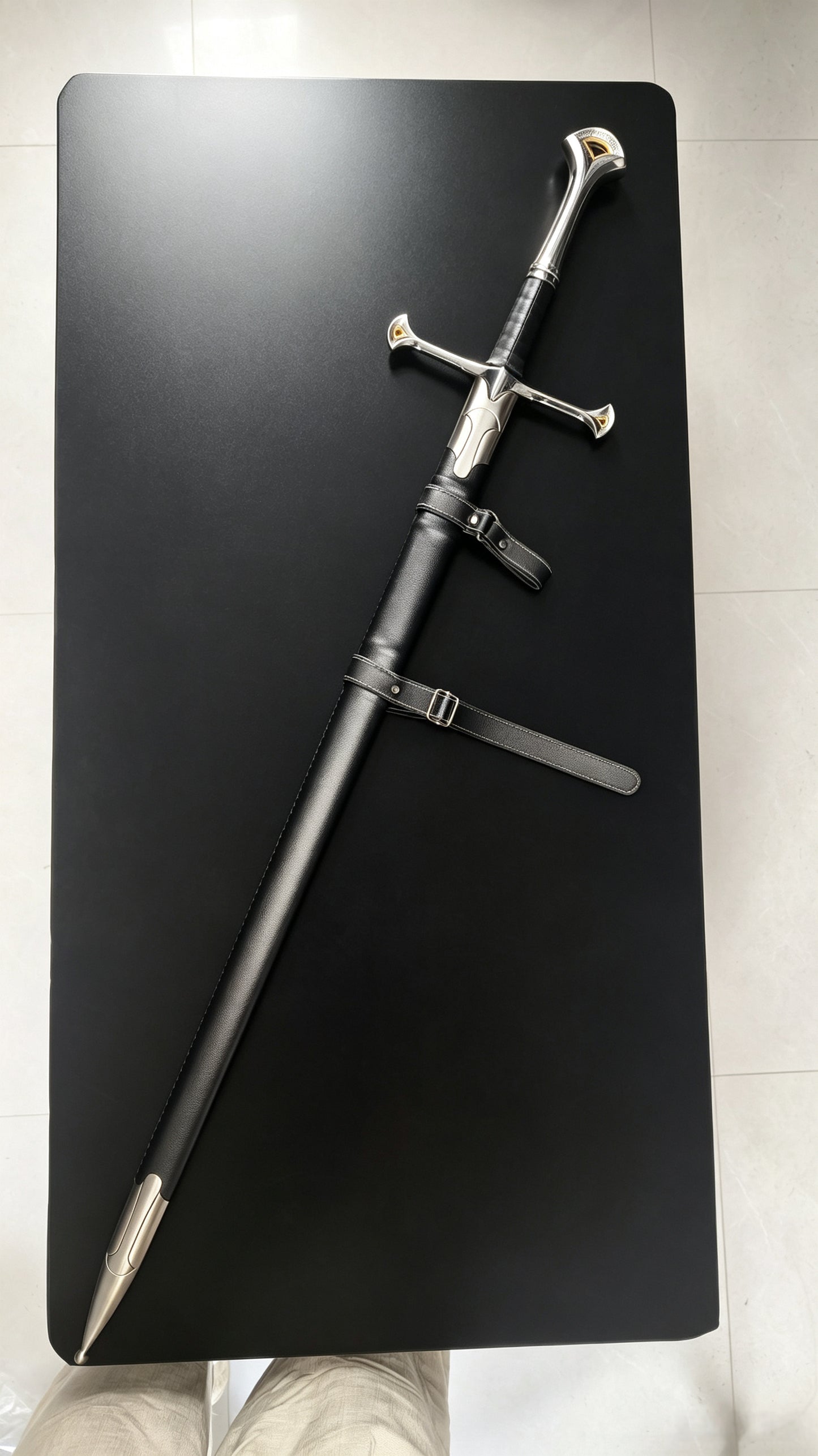 Lord of the Rings Aragorn Narsil Sword, Full Tang 65 Manganese Steel Forged Sharp Blade, High-Gloss Stainless Steel Fittings Real Sword