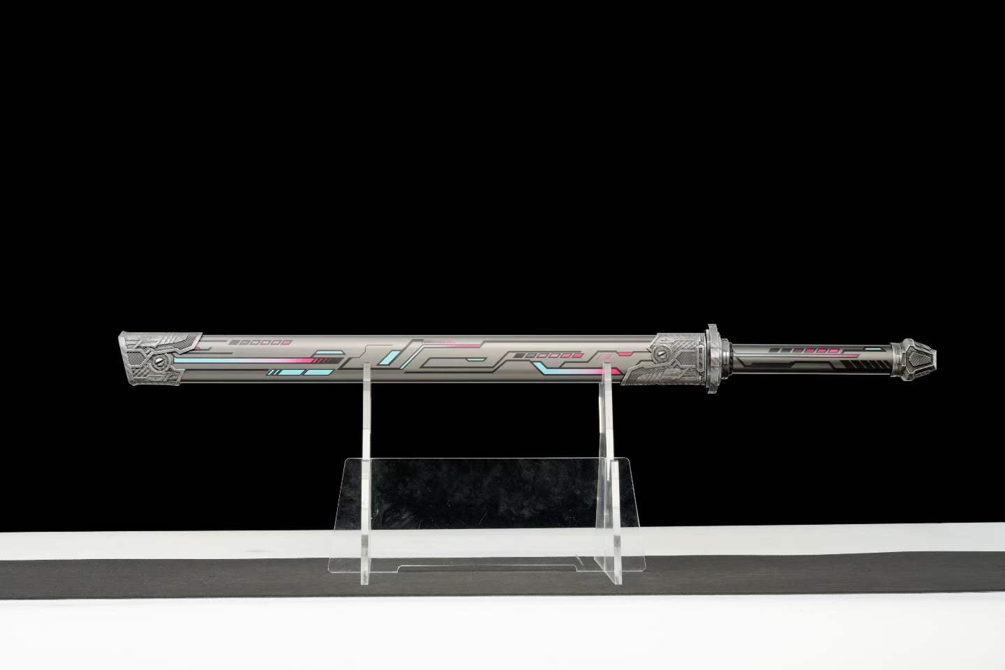 High Manganese Steel Gunmetal Cyberpunk Tactical Blade with Sharp Blade, Alloy Fittings Aluminum Scabbard Sci-Fi Collectible Ornament