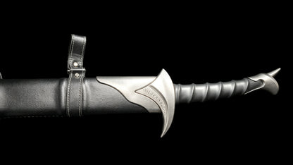 Full Tang 60Si2Mn Spring Steel Orc‑crist Sword Replica, Sharp Blade, Stainless Steel Fittings, Lord of The Rings Elven Sword with Leather‑Wrapped Scabbard Fantasy Collectible