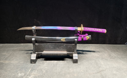 Purple flame t10 forged short knife is very sharp,katana ,short knife