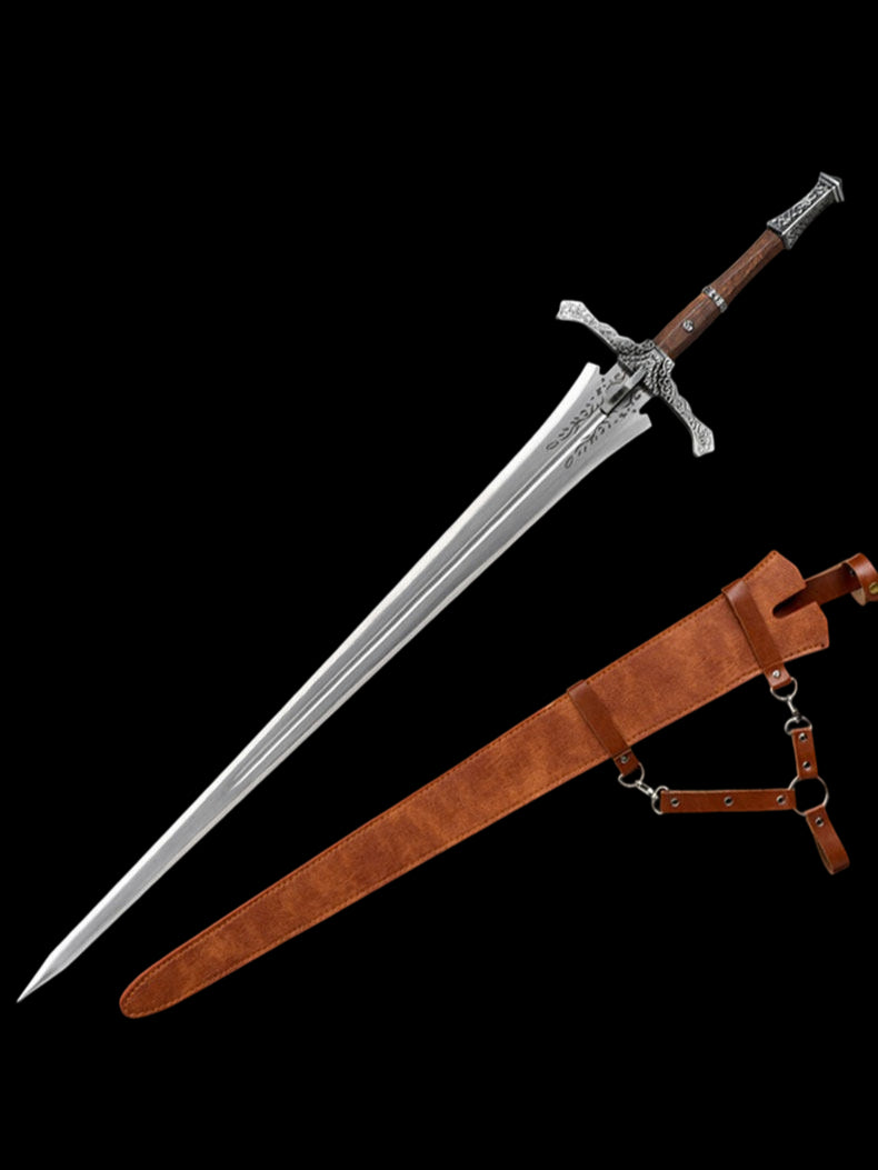 Elden Ring Knight Greatsword & Straight Sword Stainless Steel Replica, Unsharpened Cosplay Weapon for Display & Collection