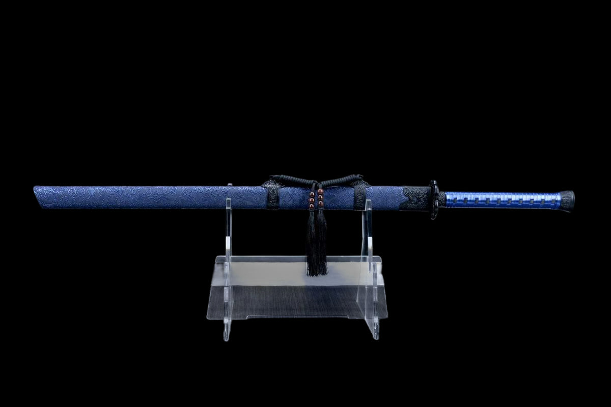 Thunder Roar Tang Dao, Full Tang, Forged High Manganese Steel, Sharp Edge, Alloy Fittings, Cord‑Wrapped Solid Wood Handle, Artificial Leather Wrapped Solid Wood Scabbard, Decorative Collectible Sword