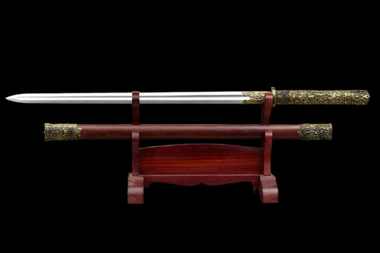 Full Tang Xuanhuang Tang Sword Replica, Sharp Blade, High‑Manganese Steel Blade with Single Groove, Premium Dragon‑Phoenix Sandalwood Scabbard, Historical Chinese Decorative Sword
