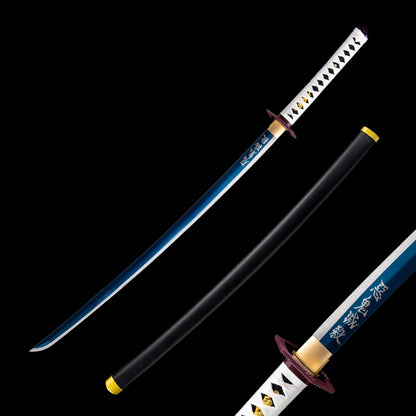 Demon Slayer Giyuu Tomioka Nichirin Sword, Full Tang Forged 1095 High Carbon Steel, Sharp Blade