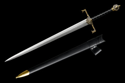 One-piece keel Damascus steel forged sharp sword, replica of the Blackfire Sword from Game of Thrones.
