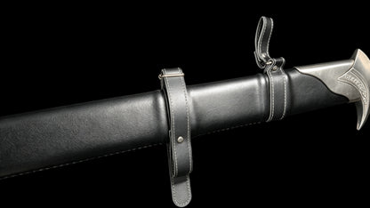 Full Tang 60Si2Mn Spring Steel Orc‑crist Sword Replica, Sharp Blade, Stainless Steel Fittings, Lord of The Rings Elven Sword with Leather‑Wrapped Scabbard Fantasy Collectible