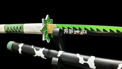 Demon Slayer Sanemi Shinazugawa Nichirin Sword, Full Tang Forged 5160 Spring Steel, Sharp Blade