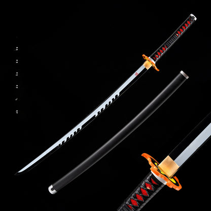 Demon Slayer Tanjiro Kamado Hinokami Kagura Nichirin Sword, Full Tang Forged 1095 High Carbon Steel, Sharp Blade