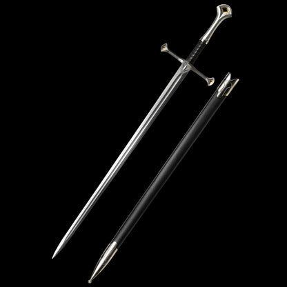 One-piece keel 60Si2Mn steel forged sharp sword replica of Aragorn's Narsil from Lord of the Rings.