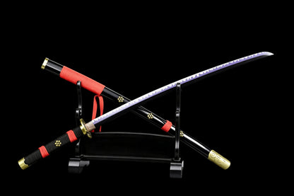 Black Enma Katana, One Piece Roronoa Zoro Sword, Full Tang 1095 High Carbon Steel Forged Sharp Blade
