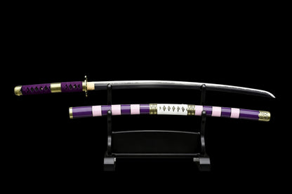 Nidai Kitetsu Katana, One Piece Roronoa Zoro Sword, Full Tang 1095 High Carbon Steel Forged Sharp Blade
