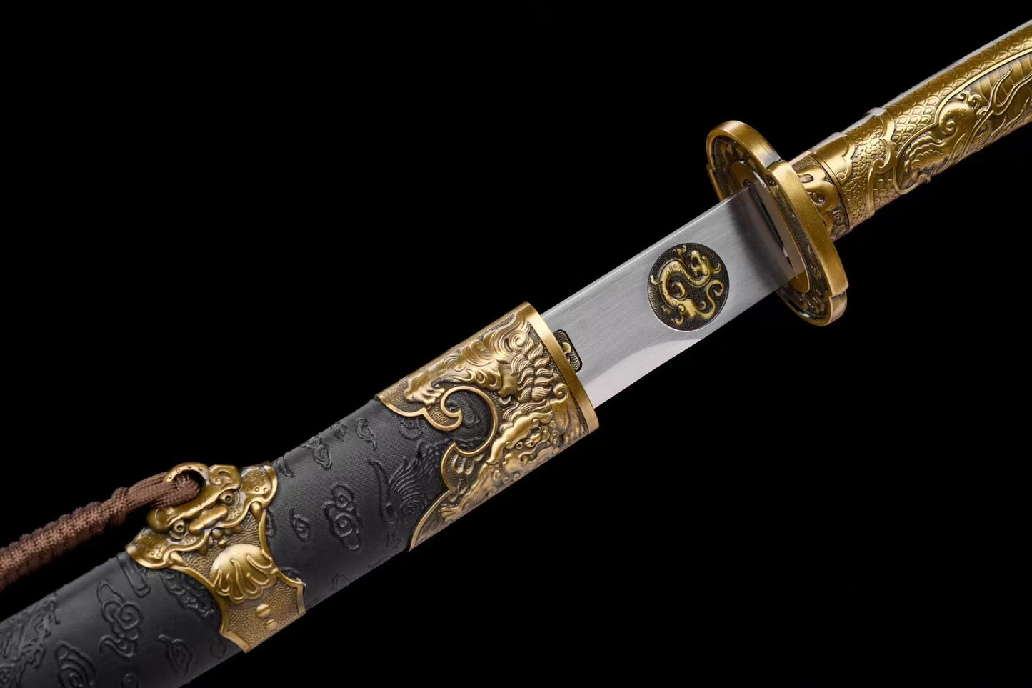 Carved ancient dragon waist knife lion king knife integrated handle金焱