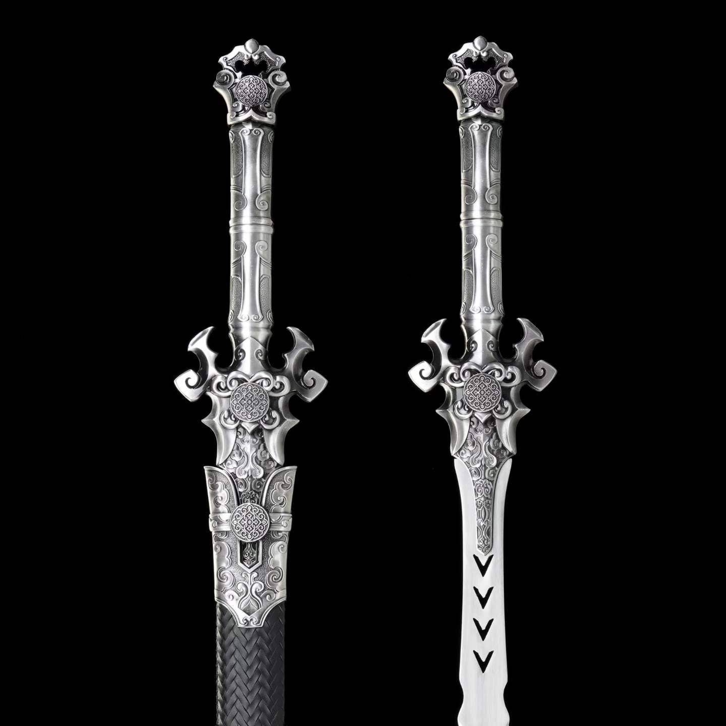 Full Tang Demon Sword Supreme Fantasy Replica, Sharp Blade, High‑Manganese Steel Blade, Alloy Metal Handle, Solid Wood Artificial Leather Scabbard, Fantasy Decorative Collectible Sword
