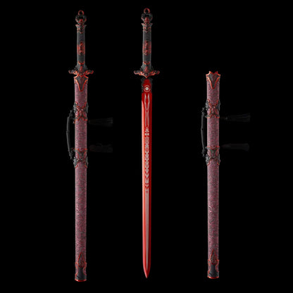 Chixiao Phantom Chinese Sword Replica, Full Tang High‑Manganese Steel Blade, One‑Piece Alloy Handle, Solid Wood Artificial Leather Scabbard, Fantasy Wuxia Decorative Sword