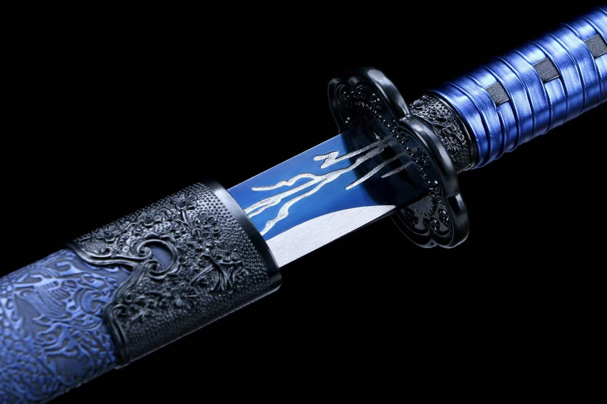 Thunder Roar Tang Dao, Full Tang, Forged High Manganese Steel, Sharp Edge, Alloy Fittings, Cord‑Wrapped Solid Wood Handle, Artificial Leather Wrapped Solid Wood Scabbard, Decorative Collectible Sword