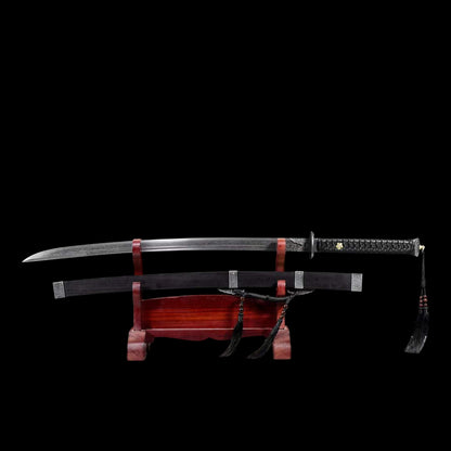 Zhen‑Yuan Ming Official Dao, Full Tang Construction, Sharp Blade, Forged Damascus Steel, Dual Fuller, Dragon‑Phoenix Hardwood Cord‑Wrapped Handle And Scabbard, Historical Replica Collectible Sword