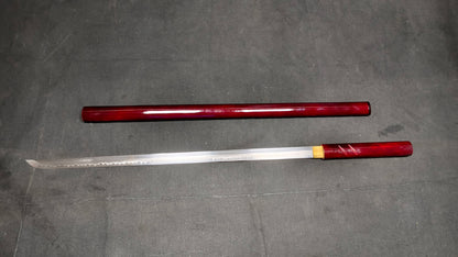 red stick（Medium carbon steel, clay-covered burnt blade）katana ，red，Ninja Sword