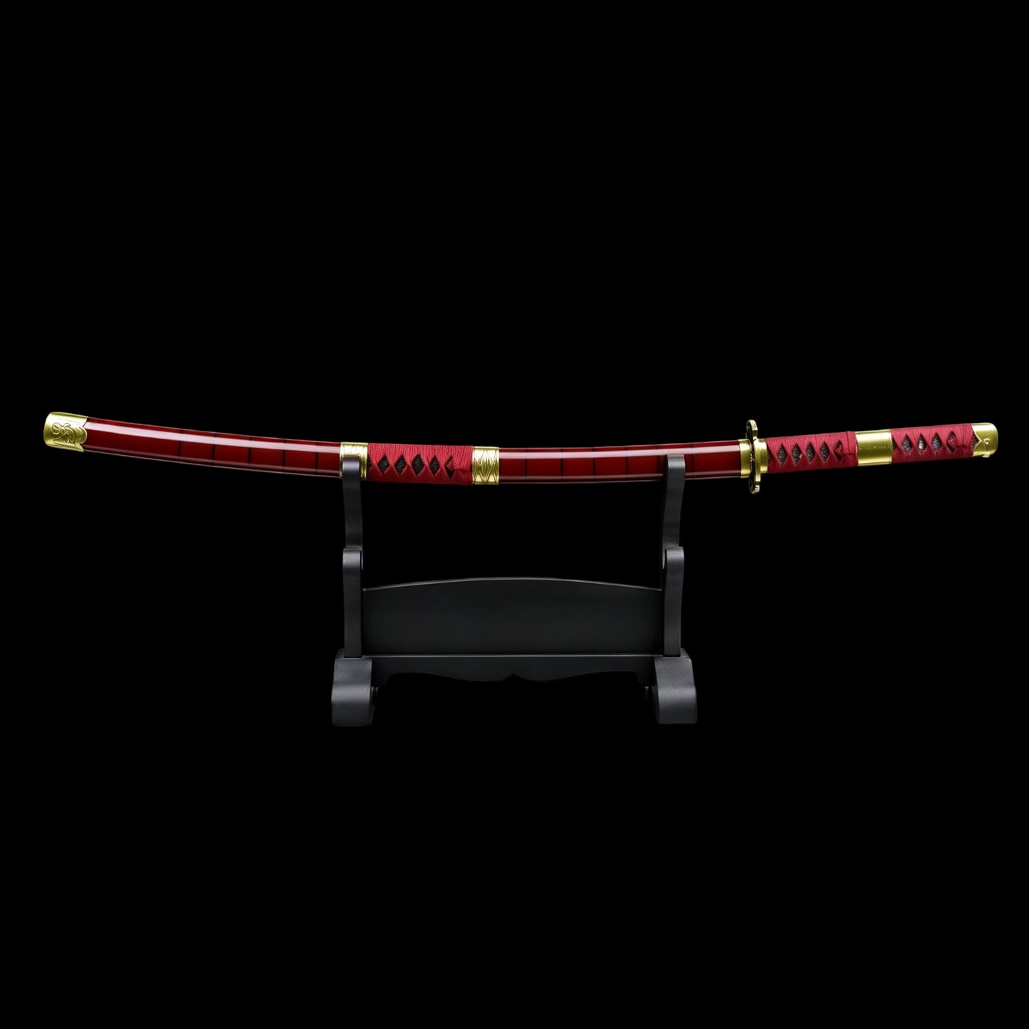 One Piece Zoro Sandai Kitetsu Katana, Full Tang Forged 5160 Spring Steel Sharp Blade Red Flame Pattern Blade, Solid Wood Scabbard Anime Replica Sword for Collection Cosplay Display