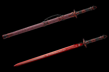 Chixiao Phantom Chinese Sword Replica, Full Tang High‑Manganese Steel Blade, One‑Piece Alloy Handle, Solid Wood Artificial Leather Scabbard, Fantasy Wuxia Decorative Sword