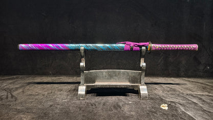 T10 (covering the soil and burning the blade to form wavy patterns) Ninja Sword， Carved dragon patter，katanan，Straight knife