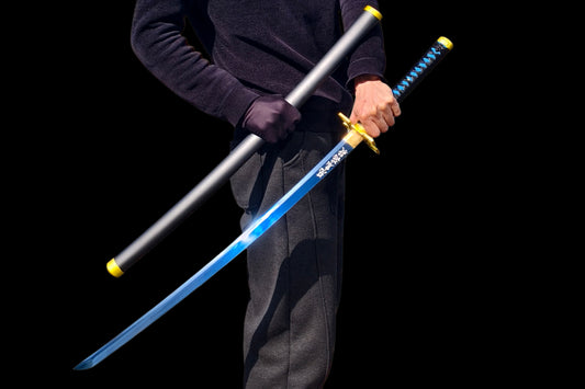 Nichirin Sword, Demon Slayer Muichiro Tokito Sword, Full Tang 5160 Spring Steel Forged Sharp Blade
