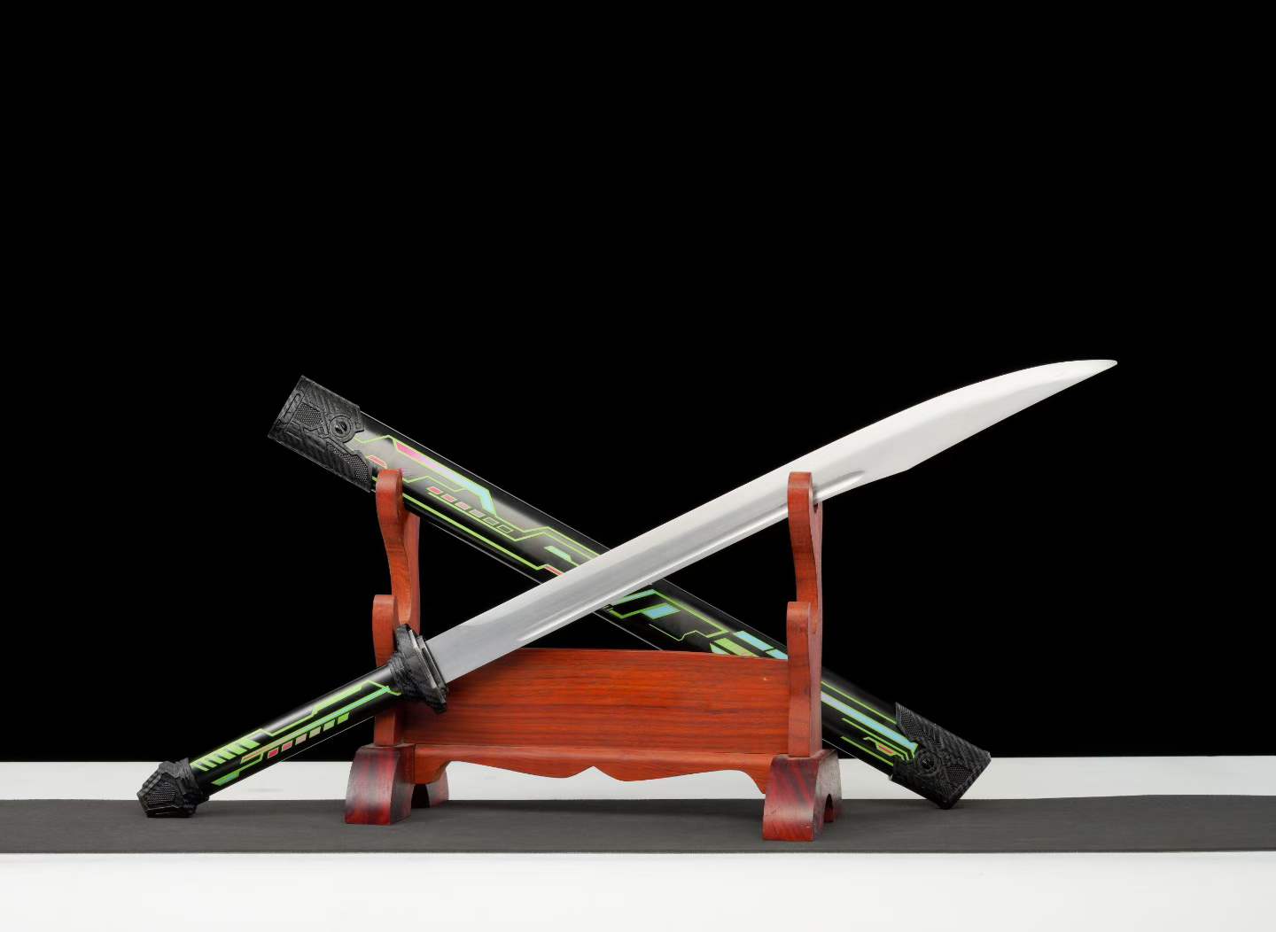 High Manganese Steel Cyberpunk Neon Combat Blade With Sharp Blade, Alloy Fittings Aluminum Scabbard Sci-Fi Collectible Ornament